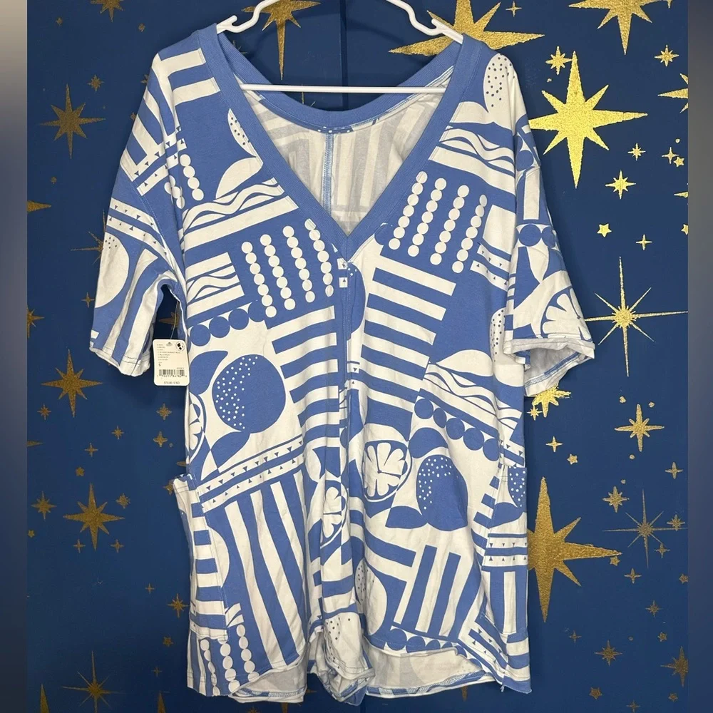 NWT FP Movement by Free People Printed Graphic Hot Shot Tee Shirt Romper S - Picture 5 of 8